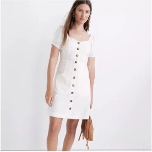 Madewell Women's NEW Linen Cotton Puff Sleeve Mini Dress Size 0‎